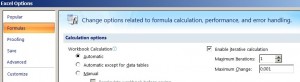 Excel Iterative Calculation enabled